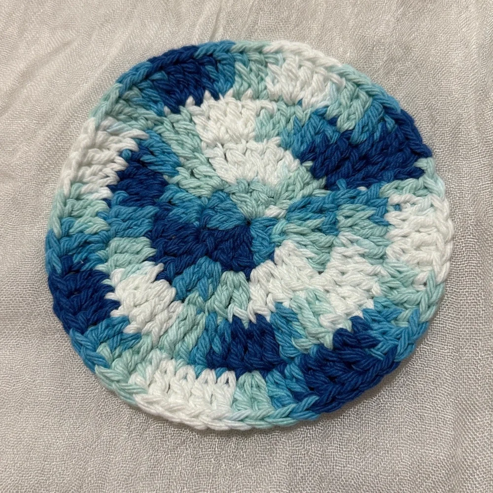Blue and White Crochet Coasters